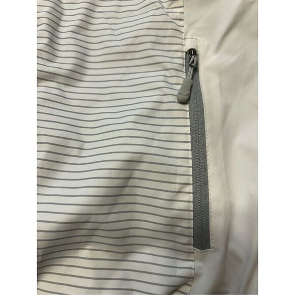 New Balance Women’s Gray White Striped Windbreaker Jacket Full Zip Size Small - Picture 6 of 11